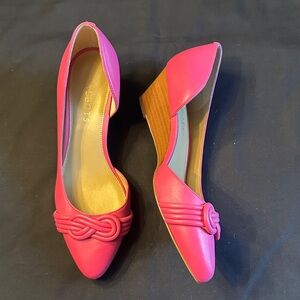 Talbots Fuchsia Wedge Shoes with Knot Detail